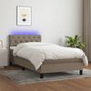 vidaXL Cama box spring colch&oacute;n y luces LED gris taupe 80x200 cm