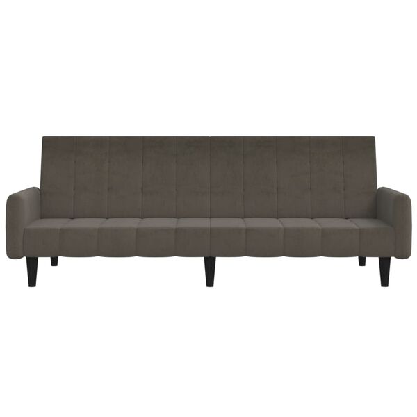 vidaXL Sof&aacute; cama de 2 plazas tela microfibra gris oscuro