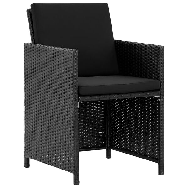 vidaXL Set comedor de jard&iacute;n 9 piezas y cojines rat&aacute;n sint&eacute;tico negro