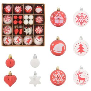 vidaXL Juego de Esferas de Navidad 40 uds. Rojo y &Oslash; 6 cm Pl&aacute;stico LED