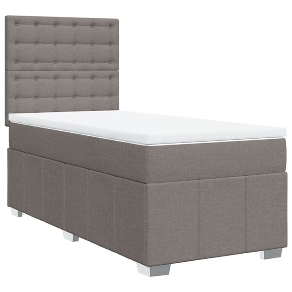 vidaXL Cama box spring con colch&oacute;n tela gris taupe 90x190 cm