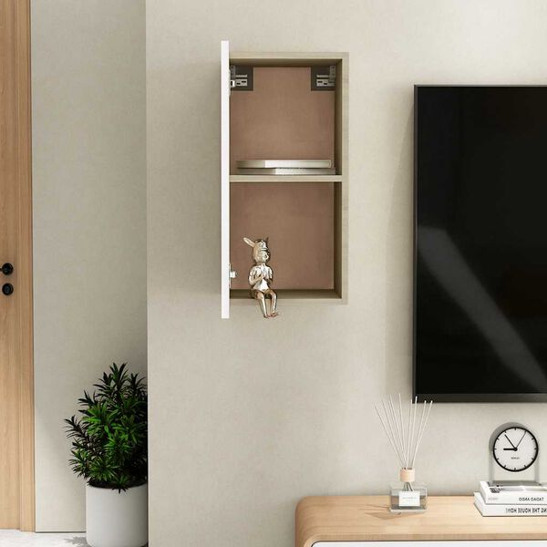 vidaXL Mueble para TV madera contrachapada blanco y roble 30,5x30x60cm