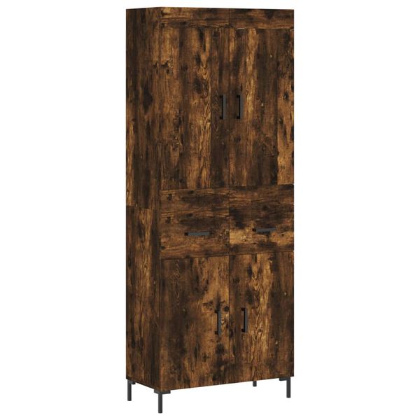 vidaXL Aparador alto madera contrachapada roble ahumado 69,5x34x180 cm