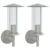 vidaXL Apliques de exterior 2 unidades acero inoxidable plateado