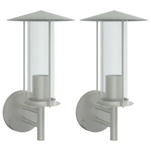 vidaXL Apliques de exterior 2 unidades acero inoxidable plateado