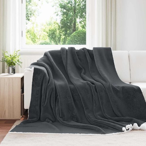 vidaXL Manta Gris oscuro 220 x 240 cm Lana