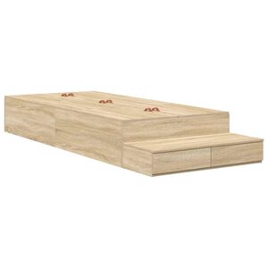 vidaXL Cama con almacenamiento Roble Sonoma 75 cm Madera contrachapada