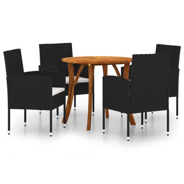 vidaXL Juego de comedor para jard&iacute;n de 5 piezas negro