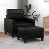 vidaXL Sill&oacute;n con taburete cuero sint&eacute;tico negro 60 cm