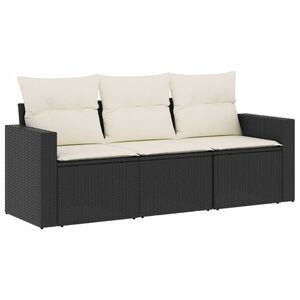 vidaXL Set de sof&aacute;s de jard&iacute;n con cojines 3 pzas rat&aacute;n sint&eacute;tico negro