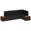 vidaXL Conjunto de sof&aacute;s de jard&iacute;n 5 uds. Negro Polirat&aacute;n
