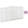 vidaXL Cestas de gaviones 9 uds forma de arco hierro 400x50x200/220 cm