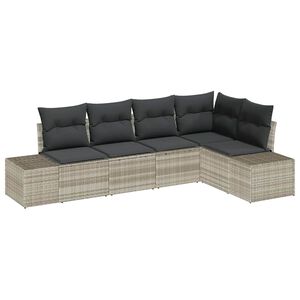 vidaXL Conjunto de sof&aacute;s de jard&iacute;n 5 pcs Gris Claro rat&aacute;n sint&eacute;tico