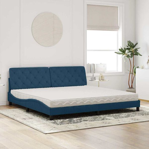 vidaXL Cama con colch&oacute;n terciopelo azul oscuro 200x200 cm