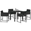 vidaXL Conjunto de Comedor de Jard&iacute;n 5 pcs Negro rat&aacute;n sint&eacute;tico