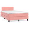 vidaXL Cama box spring con colch&oacute;n y LED terciopelo rosa 120x190 cm