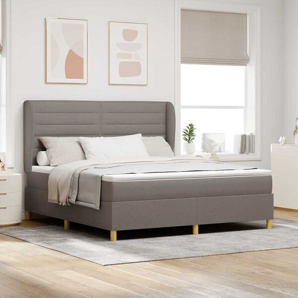 vidaXL Cama con Somier y Colch&oacute;n Gris Oscuro 90x190 cm de Tela Taup&eacute;