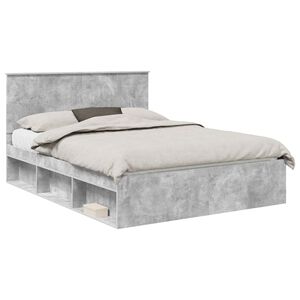 vidaXL Estructura de cama con cabecera Gris concreto 150 x 200 cm