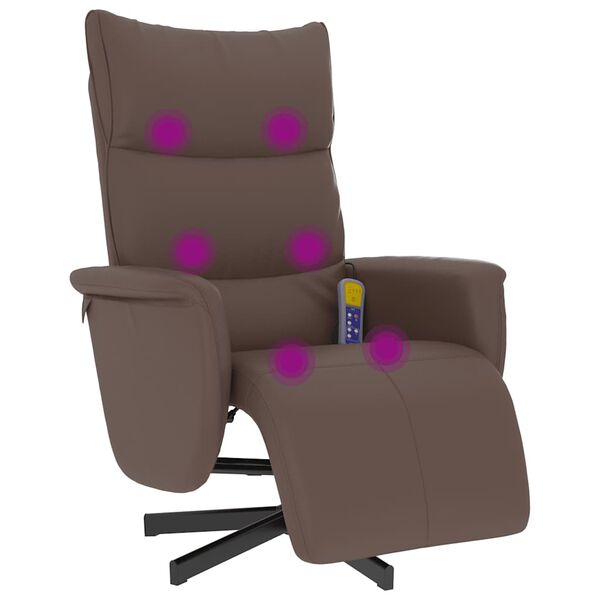 vidaXL Sill&oacute;n reclinable masaje con reposapi&eacute;s cuero sint&eacute;tico marr&oacute;n
