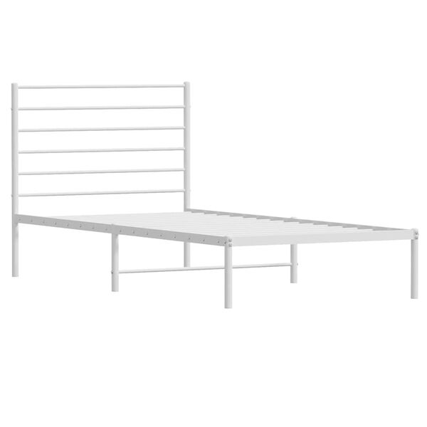 vidaXL Estructura cama sin colch&oacute;n con cabecero metal blanco 75x190 cm