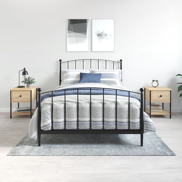 vidaXL Mesita noche 2 uds madera ingenier&iacute;a roble Sonoma 34x35,5x45 cm