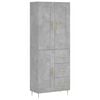 vidaXL Aparador alto madera contrachapada gris hormig&oacute;n 69,5x34x180 cm