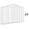 vidaXL Cestas de gaviones 3 uds forma de arco hierro 200x30x120/140 cm
