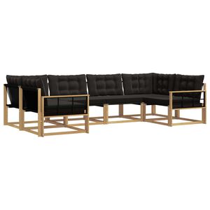 vidaXL Conjunto de sof&aacute;s de exterior con coj&iacute;n 6 pcs Blanco y Negro