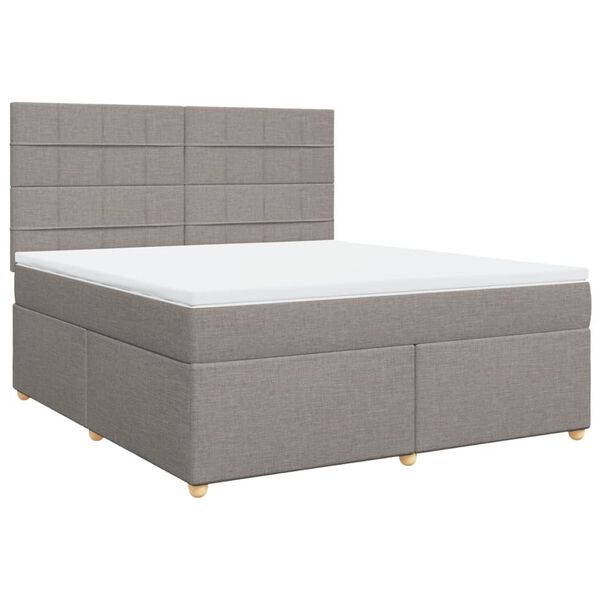 vidaXL Cama box spring con colch&oacute;n tela gris taupe 180x200 cm
