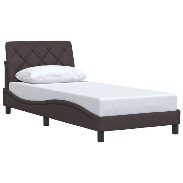 vidaXL Estructura de cama sin colch&oacute;n tela marr&oacute;n oscuro 90x190 cm