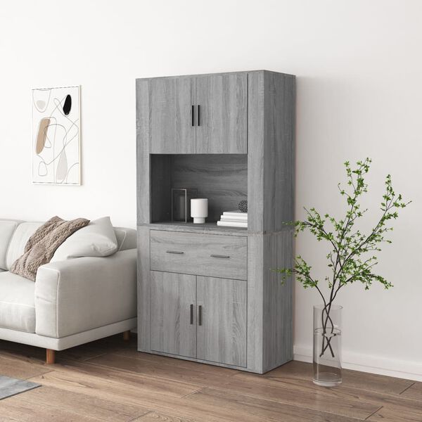 vidaXL Aparador alto de madera contrachapada gris Sonoma