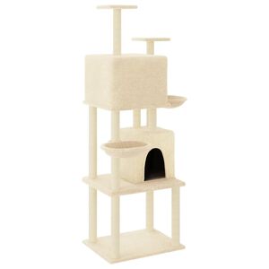 vidaXL Rascador para gatos con postes de sisal crema 180 cm