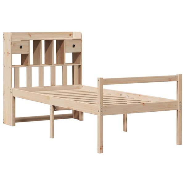 vidaXL Cama con estantería sin colchón madera maciza de pino 90x200 cm