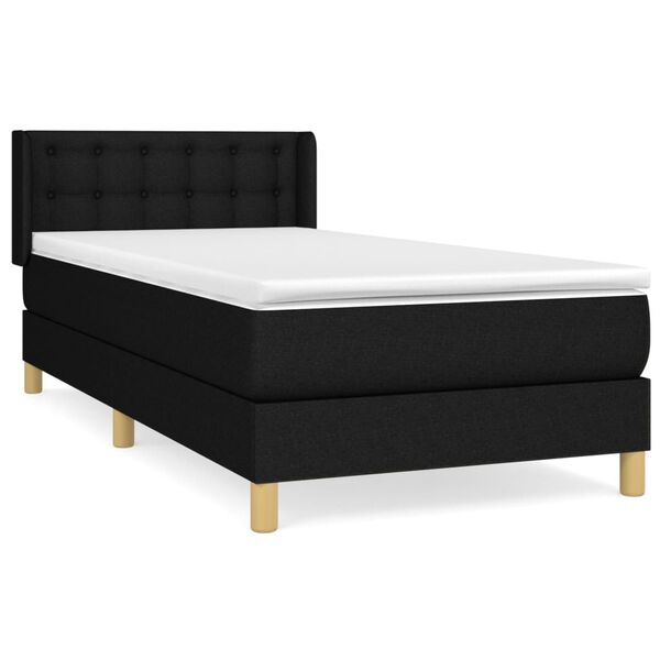 vidaXL Cama box spring con colch&oacute;n tela negro 90x190 cm