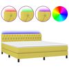 vidaXL Cama box spring colch&oacute;n y luces LED tela verde 180x200 cm