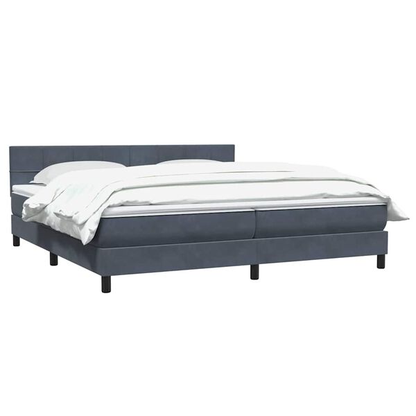 vidaXL Cama box spring con colch&oacute;n terciopelo gris oscuro 200x210 cm