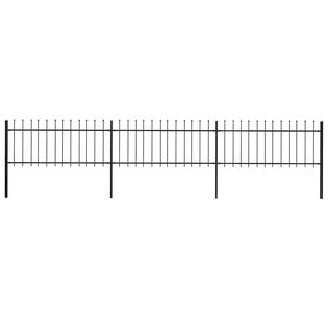 vidaXL Valla de jard&iacute;n con punta de lanza de acero 537x80 cm negra