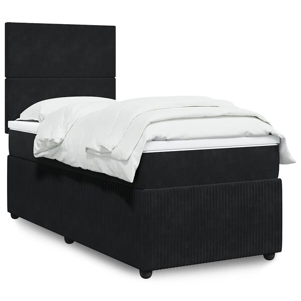 vidaXL Cama box spring con colch&oacute;n terciopelo negro 100x200 cm