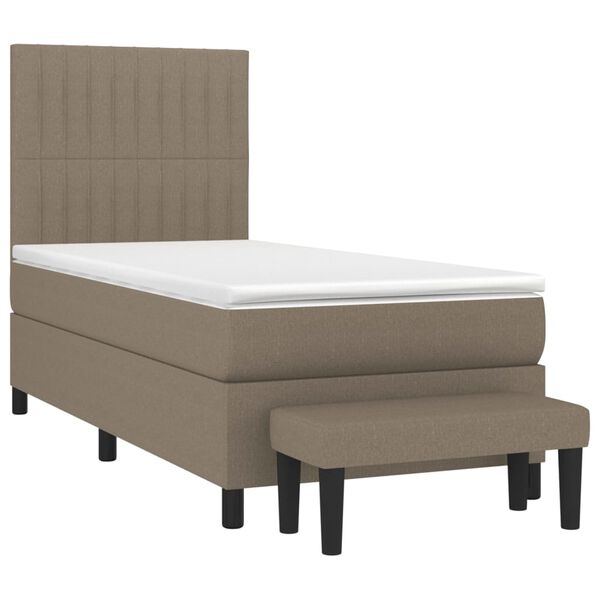 vidaXL Cama box spring con colch&oacute;n tela gris taupe 90x200 cm