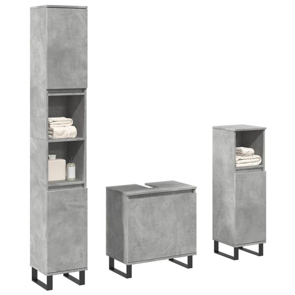 vidaXL Set muebles de ba&ntilde;o 2 piezas madera contrachapada gris hormig&oacute;n