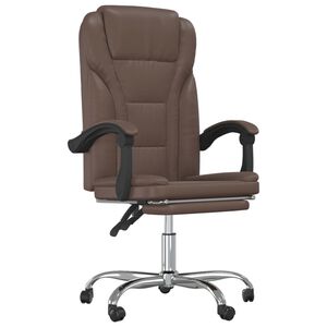 vidaXL Silla de oficina reclinable cuero sint&eacute;tico marr&oacute;n