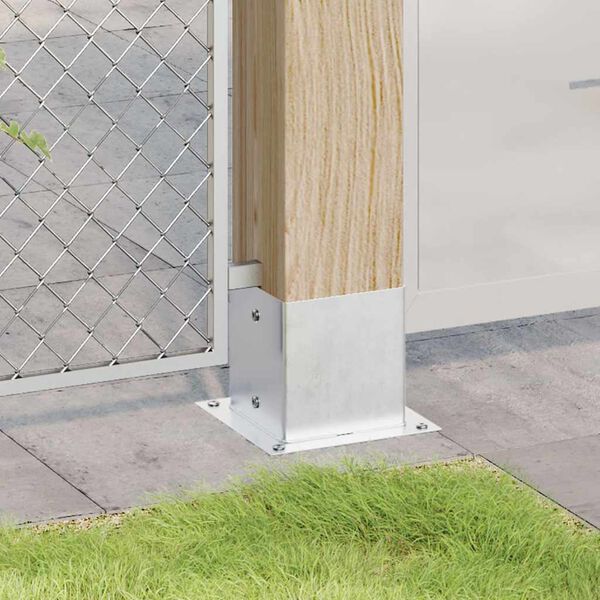 vidaXL Bases para postes cuadradas 4 uds. Plata 141x141 mm