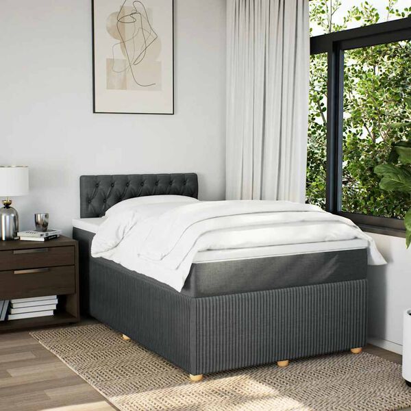 vidaXL Cama box spring con colch&oacute;n tela gris oscuro 120x200 cm