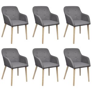 vidaXL Sillas de comedor 6 uds tela gris claro y madera maciza roble