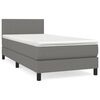vidaXL Cama box spring con colch&oacute;n tela gris oscuro 100x200 cm