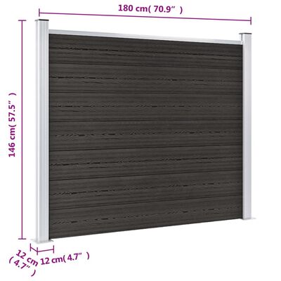 vidaXL Panel de valla WPC gris 180x146 cm