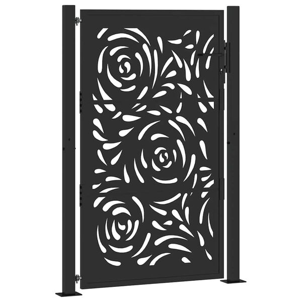 vidaXL Puerta de jardín negra 100x150 cm acero diseño llama