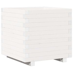 vidaXL Jardinera madera maciza de pino blanco 50x50x49,5 cm