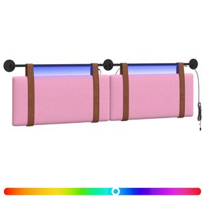 vidaXL Cabecero colgante Con luz LED Rosa PU antiguo