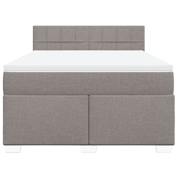 vidaXL Cama box spring con colch&oacute;n tela gris taupe 140x190 cm